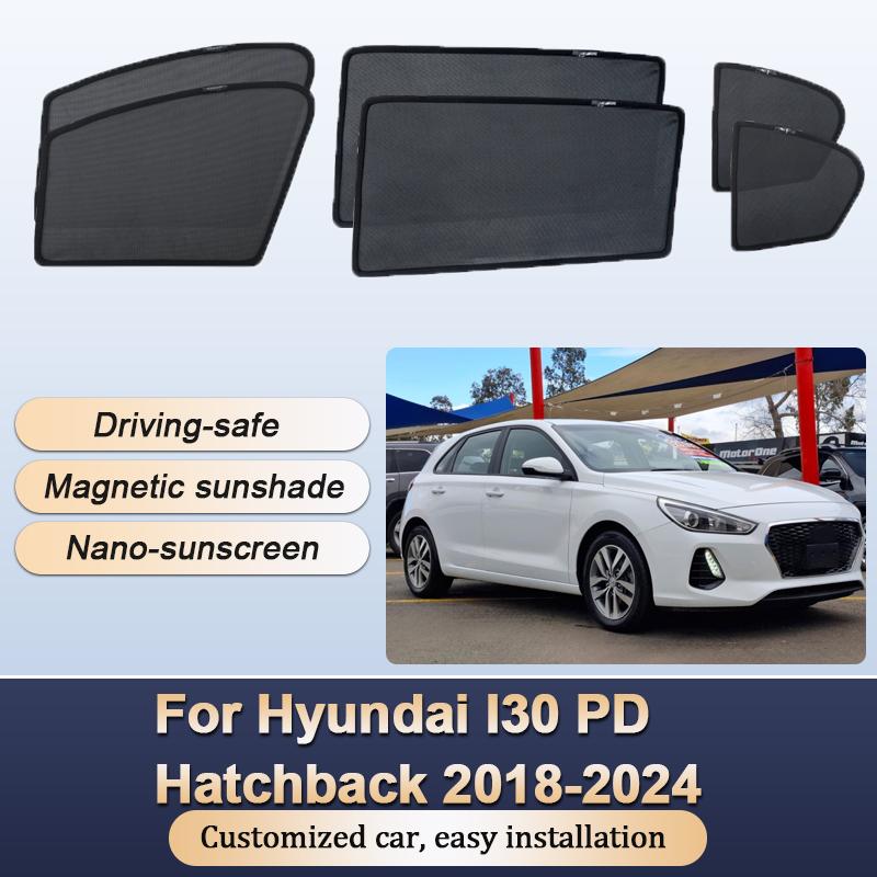 Солнцезащитные шторки для Hyundai I30 PD Хэтчбек 2018-2024 Магнитные солнцезащитные сетки Теплоизоляция Занавески на окна Козырек Автоаксессуары