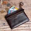 Мини-портмоне из натуральной кожи, маленький кошелек для мужчин и женщин, коричневый, винтажный, Повседневный, маленькая сумка для кредитных карт, карман на молнии, сумка для ключей NASVA