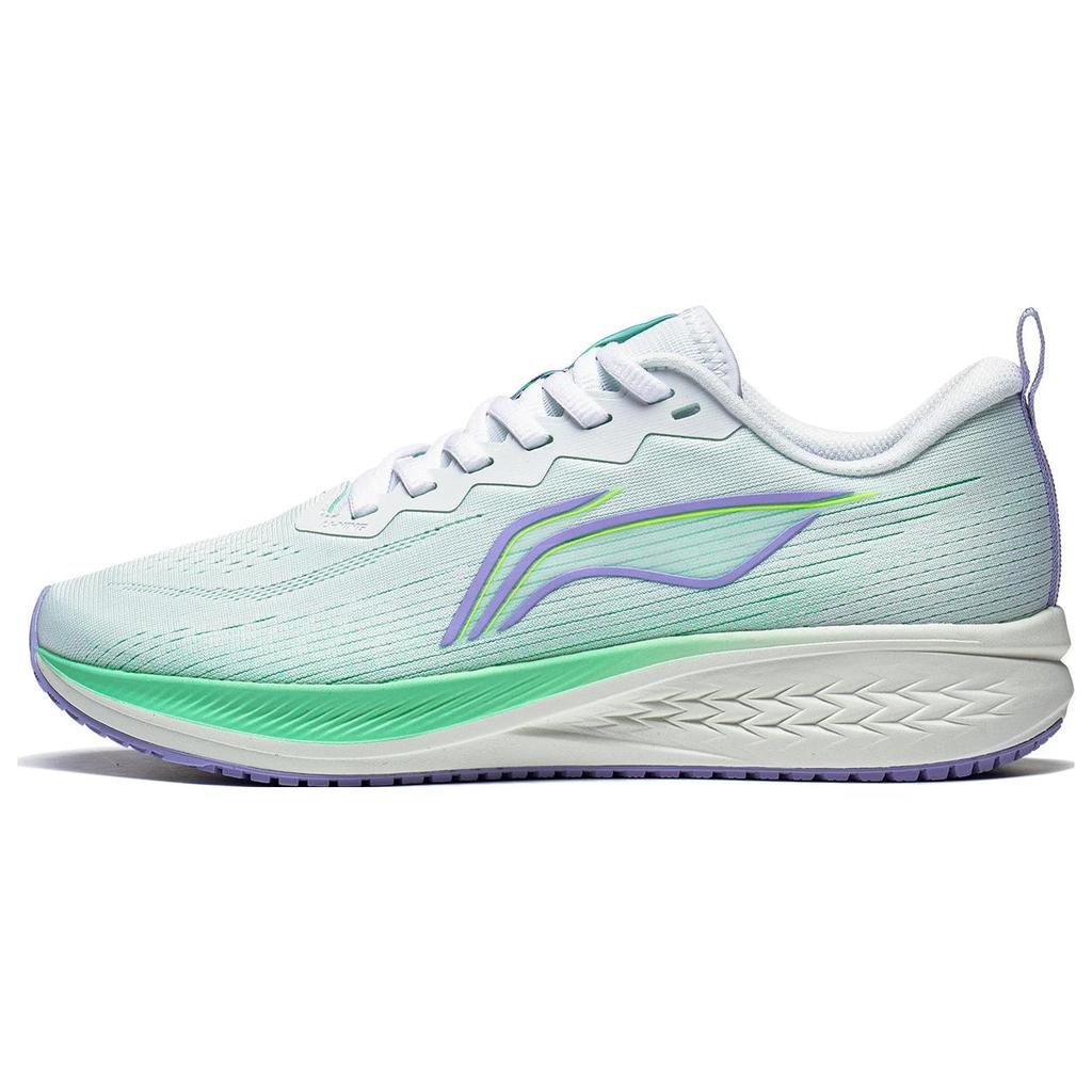 New LiNing Red Hare 6 Anti Slip Wear Resistant Low Top Sprint Running Shoes Women's White Green Purple ARMT016-13
