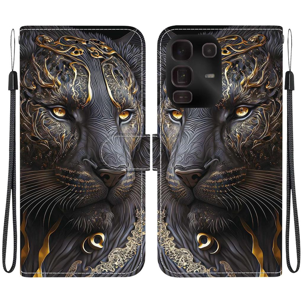 Чехол-книжка из искусственной кожи ручной работы для Infinix Note 50 Pro+ (X6856) Противоскользящий ударопрочный чехол с ремешком на запястье и дизайнами в виде сердец/роз и кошек