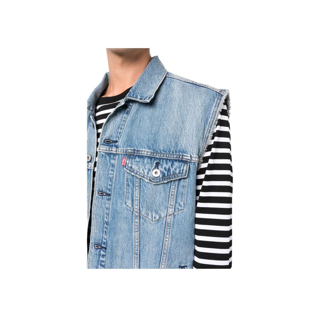 Levis SS23 Однотонный Денимовый Жилет на Пуговицах Мужские жилеты Синий A5789-0000