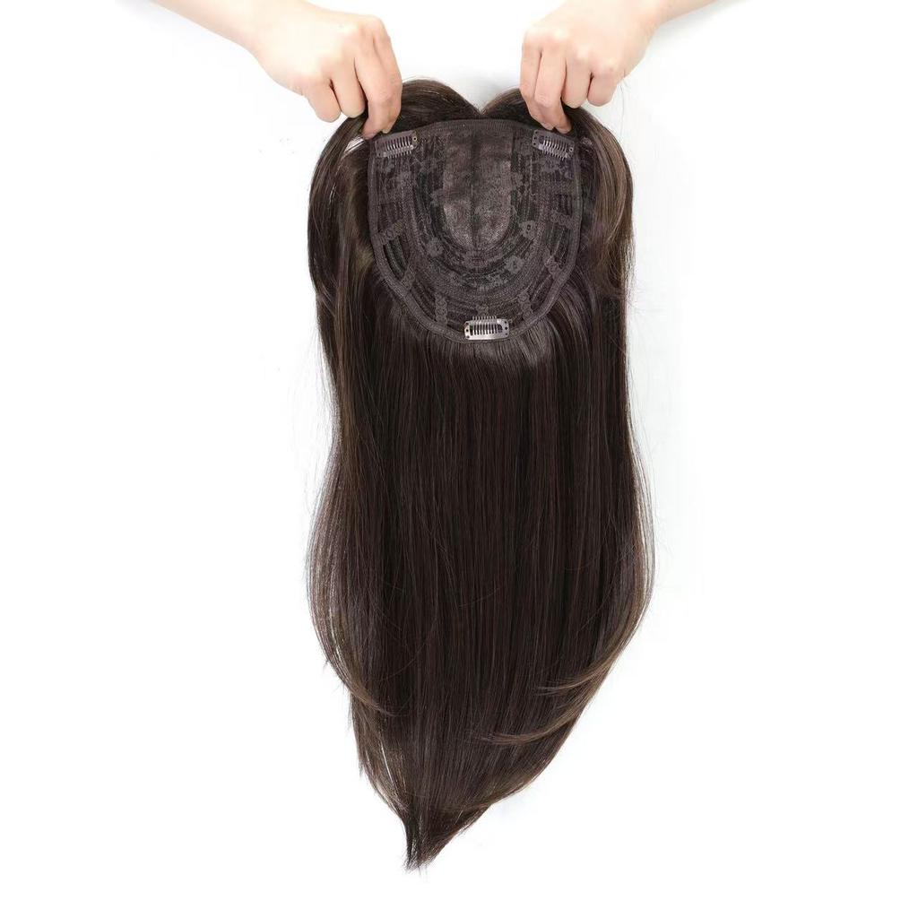 2025 New Style Women Hair Extensions Breathable Invisible Mono Toupee With Clip Synthetic Hair Toppers for Women