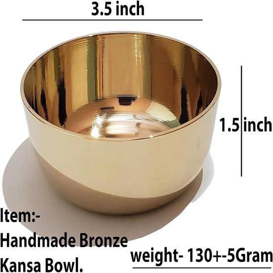 Solid Bronze/Kansa Plain Bowl (Gold, 150ml) 4 Piece