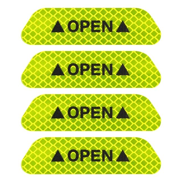 4PCS Reflective Car Door Sticker Safety Opening Warning Reflector Tape Decal Car Accessories Exterior Interior Reflector Sticker