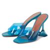 Crystal Slippers Women's Summer New Wine Glasses and Square-headed Fashion Sandals
