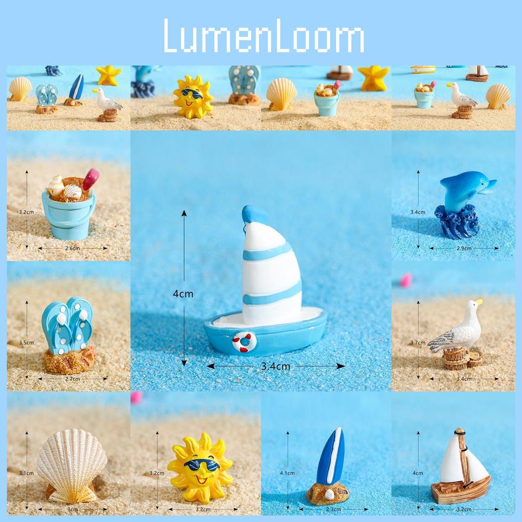 Charming Resin Surfboard Sailboat Seagull Seashell Beach Decor Miniatures Modern