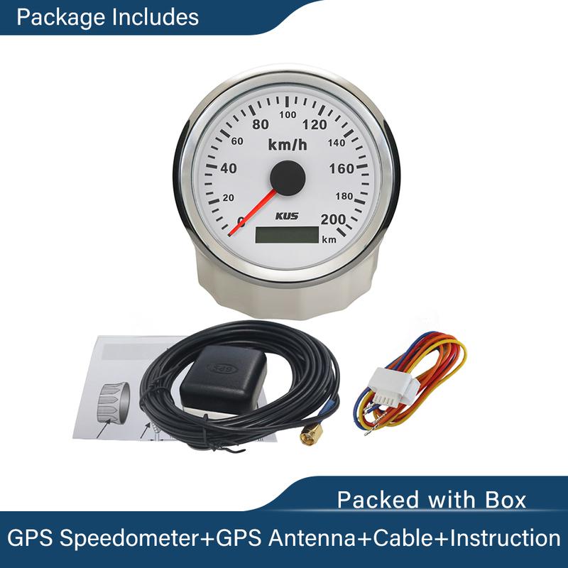 KUS Waterproof 85mm GPS Speedometer Speed 120km/h 0-200 km/h for Car Truck Boat 12V 24V with Red Yellow Backlight
