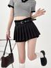 Плиссированные мини-юбки трапециевидной формы, женская уличная одежда, черная юбка с высокой талией Y2K, Harajuku, универсальные повседневные стили в консервативном стиле