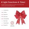 LED Bow Decoration Red Mesh Glowing Bow Light with 50 Lights & 8 Lighting Modes Battery Powered Lights for Outdoor Holiday Decor