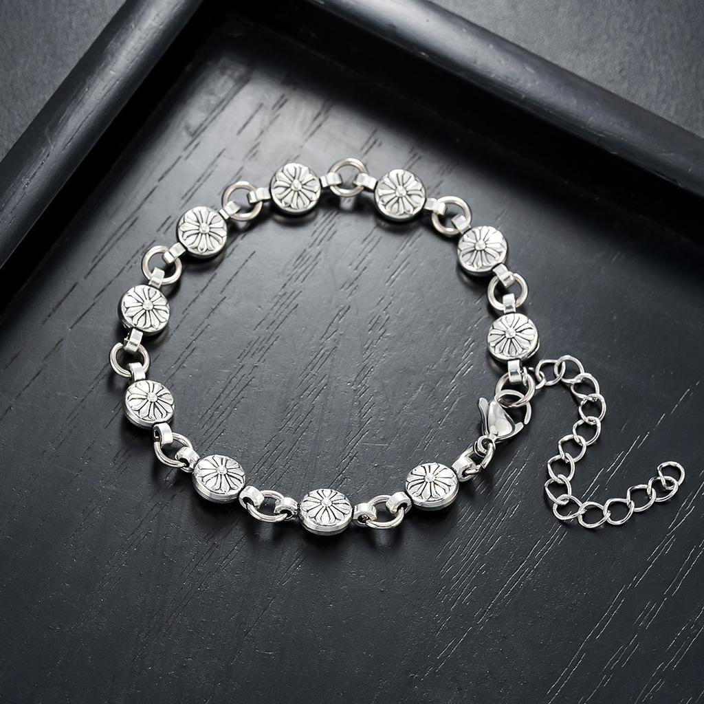 Cross bracelet for men, vintage cool boy scout style, cross flower ball necklace for women, trendy floral accessories and jewelry