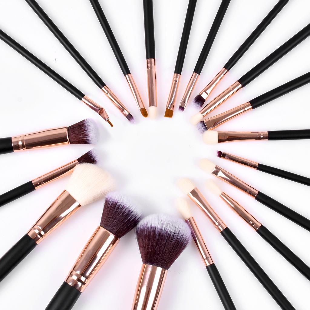 15pcs Makeup Brushes Rosegold Cosmetic Brush Set + Bag Face Eyes Kit