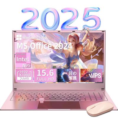 Dobios Intel N95 1920x1080 IPS Windows 11 с Office 16 ГБ 1 ТБ Тонкий 5 Включает японскую клавиатуру, пленку и розовый ноутбук, 15,6-дюймовый, ЖК-дисплей, Pro, 2024,