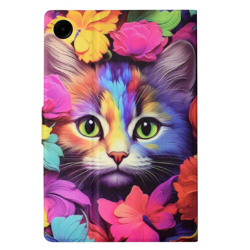 Для Samsung Galaxy Tab A9 Чехол PU Кожаный Узор Складная Подставка Защитная Обложка для Планшета