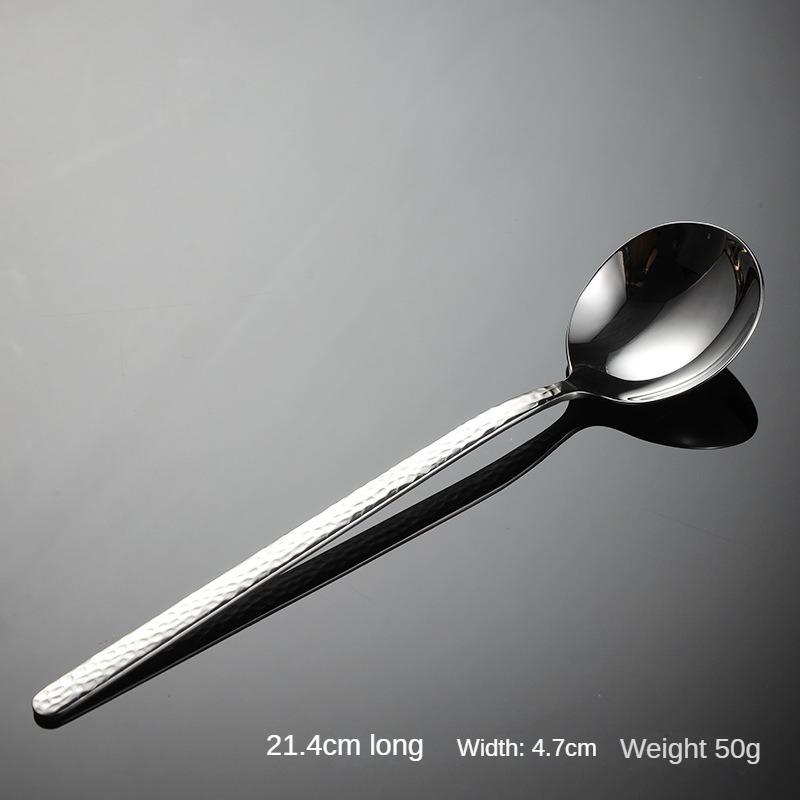 HANYANG 304 Stainless Steel Hammer Point Spoon Titanium Plated Hammer Pattern Retro Spoon Household Kitchen High Value Tableware