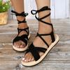 Fashion New Style Popular Women's Fashion Trend Anti-slip Wear-resistant Comfortable Soft Soled Cloth Strap Flat Sandals Zapatos Mujer