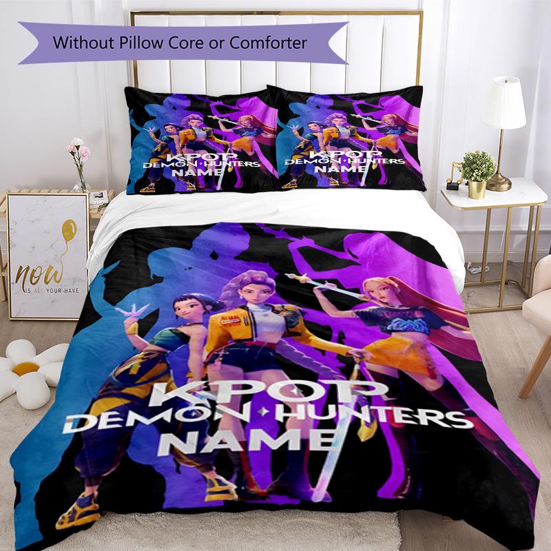 Kpop Demon Hunters Customize your name Bedding Set Breathable Duvet Cover with Pillowcases Home Decoration Birthday Gift