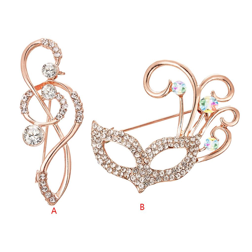 Rhinestone Brooch Shining Crystal Badge Pin Party Banquet Collar Scarf Decor Brooch Pin Musical Note