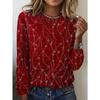 Ladies' Elegant Floral Printed T-shirt - Comfortable Round Neck Long Sleeve Top