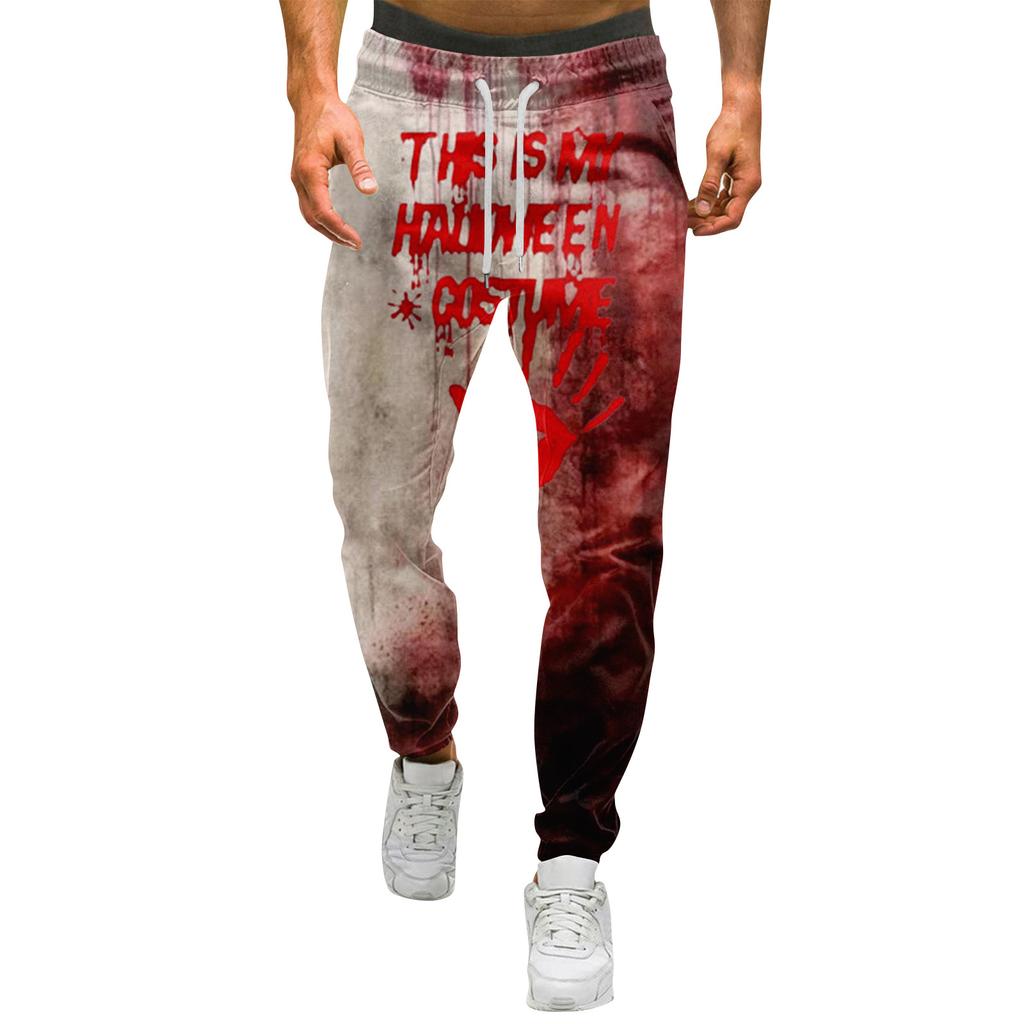 Men's Halloween Print Trousers Men's Casual Sports Trousers With Drawstring