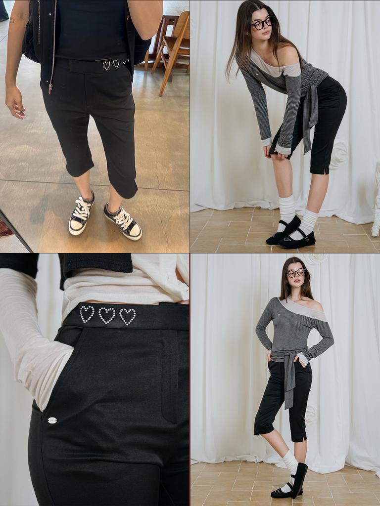 HHIPS Heart Studded Capri Pants (Black)