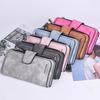 Fashion Women Solid Color Hasp Dull Polish Multi Card Position Wallet