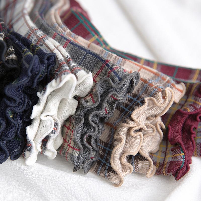 3 пары/лот Летние короткие носки Женские с бахромой Девочки Студенческий стиль Ретро Женственный стиль Хлопок JP Молодая леди Клетка Рюши