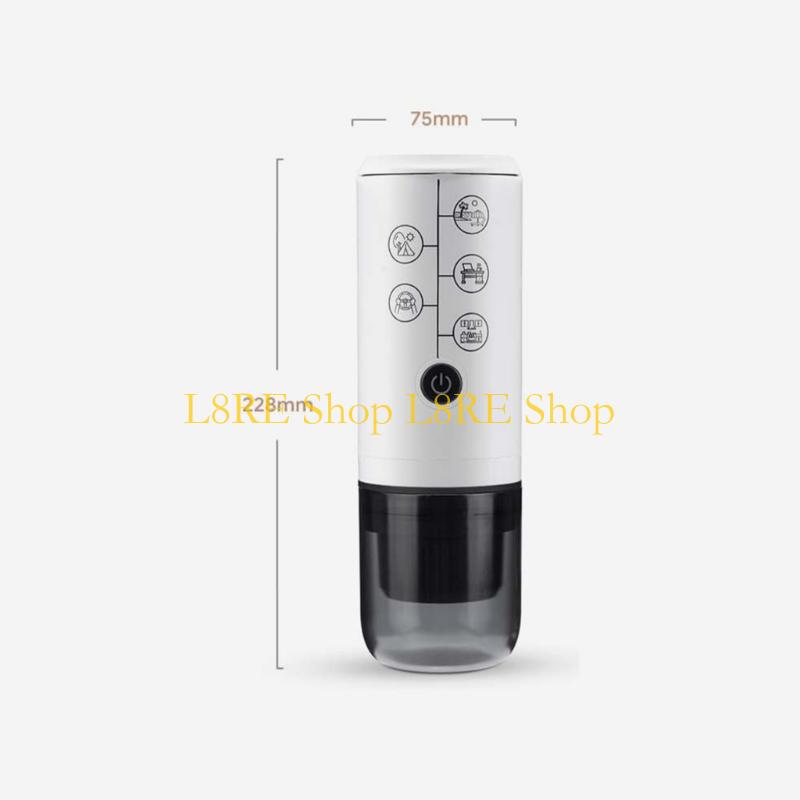 L8RE Travel Friendly Espresso Machine Wireless and Rechargeable Coffee Pods Machine Plastic Texture Perfect for Quick Brewing