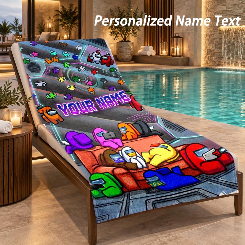 Among Us Custom Name Beach Towel Large Soft Towel for Indoor Bathroom Outdoor Beach
