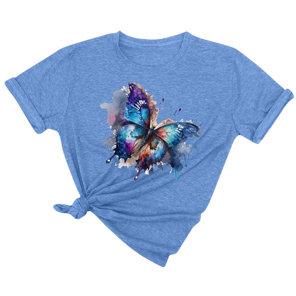 Женская модная повседневная футболка с коротким рукавом и круглым вырезом с принтом, пуловер, топ