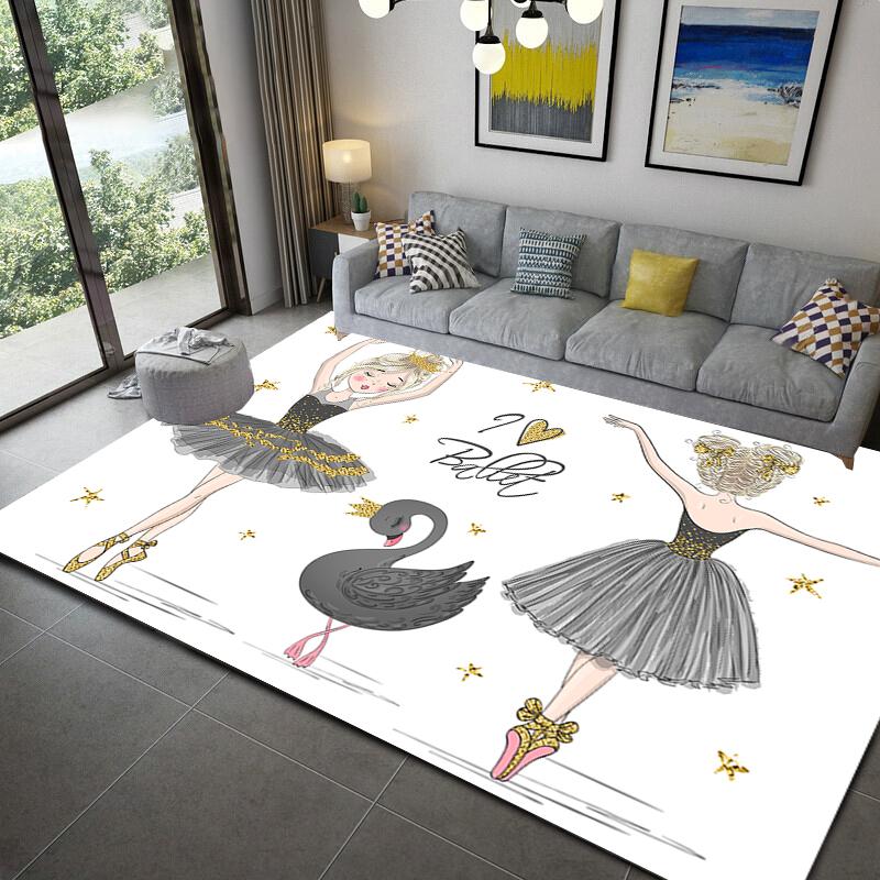 Cartoon Ballet Girl Cute Area Rug Kid Bedroom Game Floor Mat Memory Foam Girl Room Play Carpet for Living Room Decoration