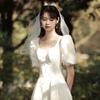 Flower Marry Veil Pearl Wedding Gauze Simple Bride Head Gauze  Women
