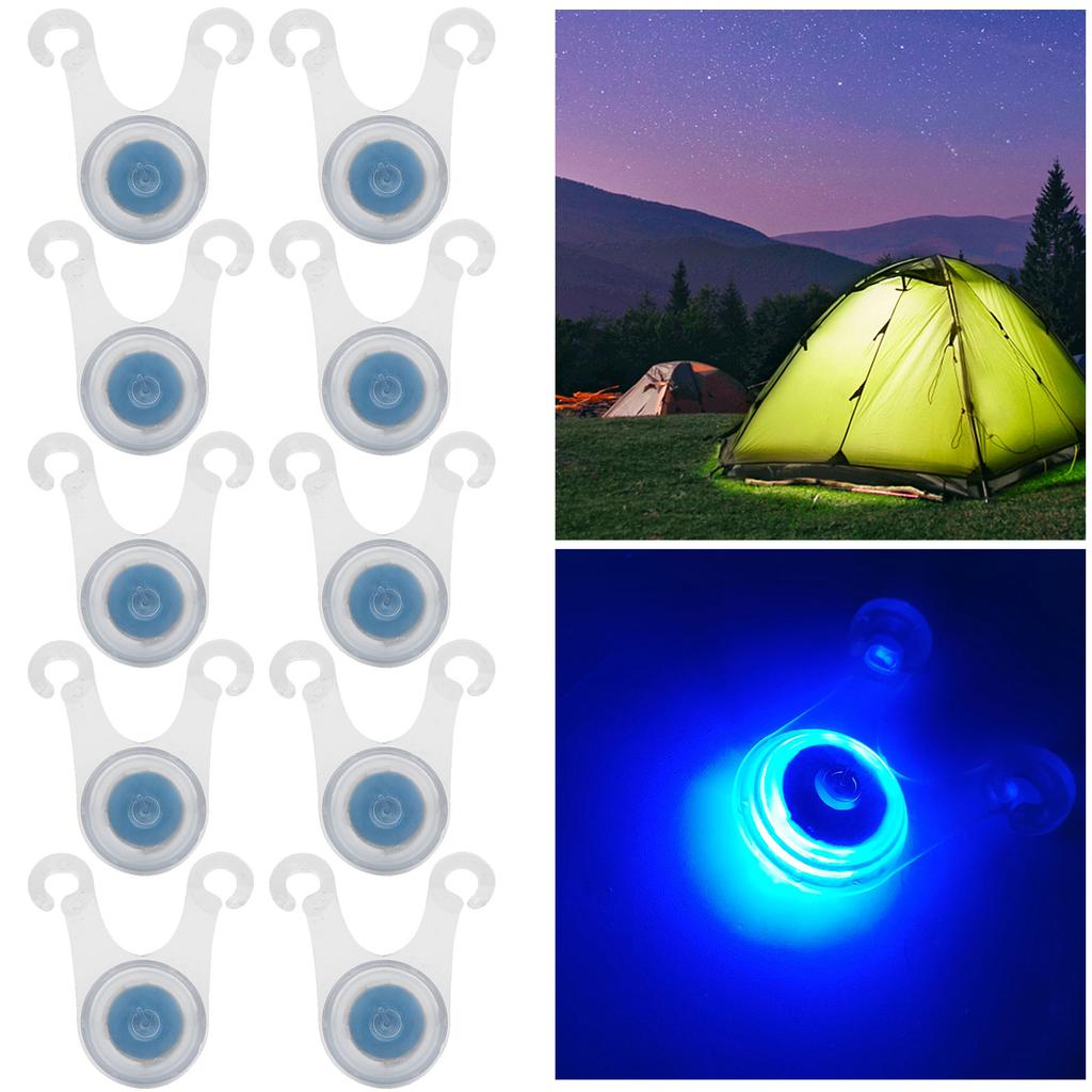 10pcs LED Camping Rope Hanging Light Outdoor Silicone Camp Tent String Rope Warning LightsBlue