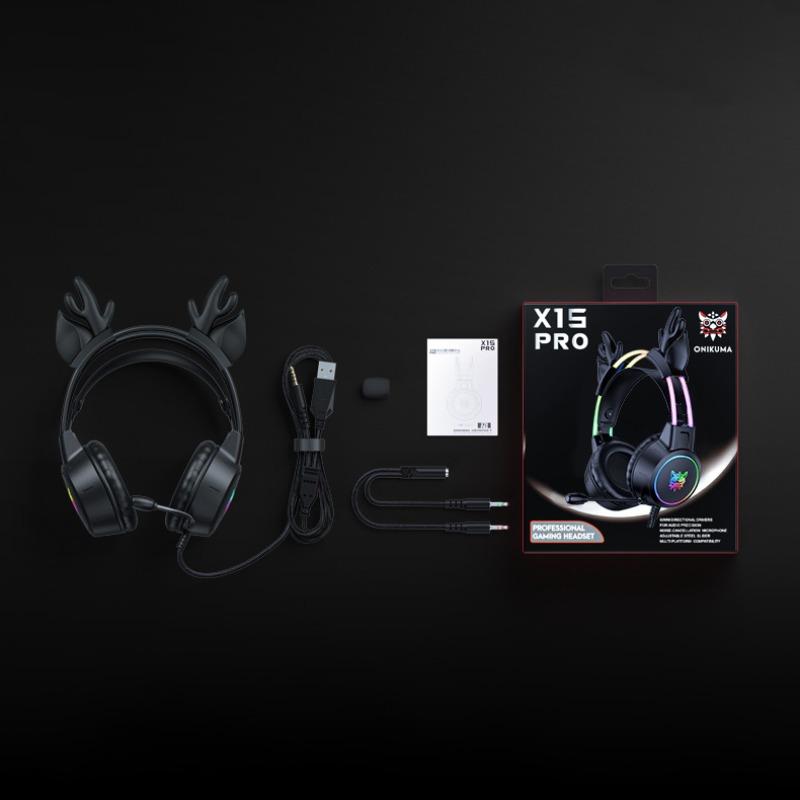 Проводные игровые наушники X15 Pro с RGB-подсветкой, гибкая кнопка управления микрофоном, стереогарнитура объемного звучания для компьютера, ПК, геймера