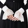 Female Sweater Fake Sleeves Hollow Out Crochet Floral Lace Horn Cuffs Embroidery Ruffles Wrist Warmers Hand Mittens