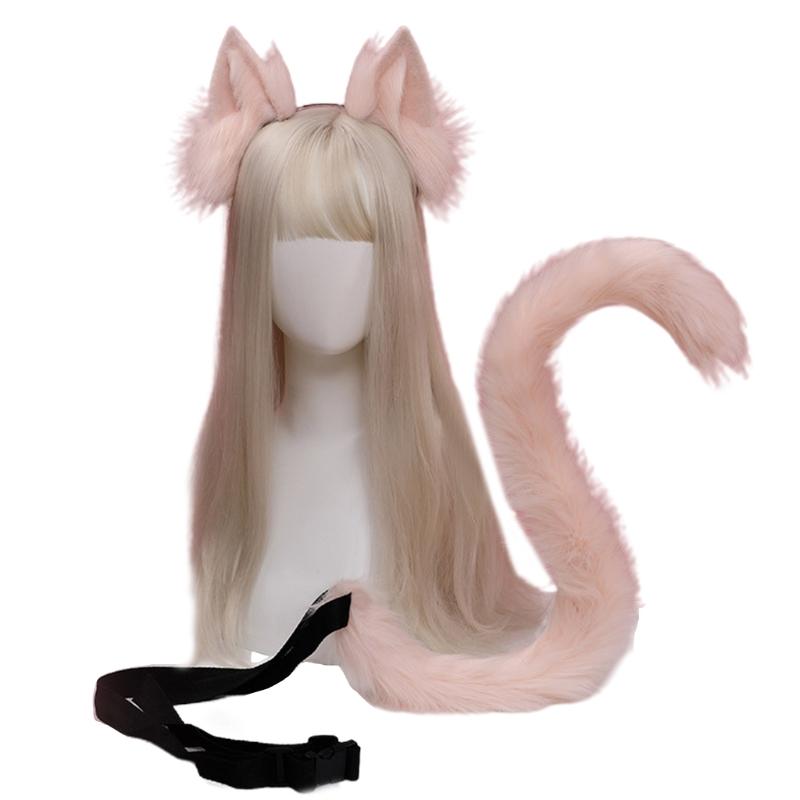Cartoon Ears Tail Set Masquerade Halloween Cats Cosplay Party Costume Ear Hairhoop Headwear Lolita Accessories