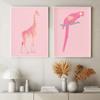 Розовый слон жираф фламинго попугай постер животное настенное искусство холст картина скандинавский современный для гостиной домашний декор безрамный