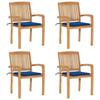 VidaXL Stackable Garden Chairs with Cushions 4 Pcs Solid Teak