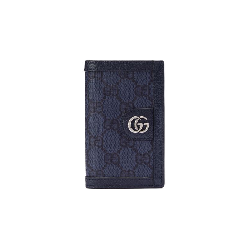 Gucci Ophidia Аксессуар цвета палладия Холст и кожа Держатель для карт Мужские аксессуары Синий Темно-синий 734943-UULBN-4055