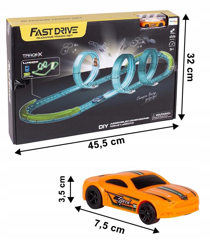 [PACZA][5] Large Glowing Car Racing Track Loops + Sports Car U826