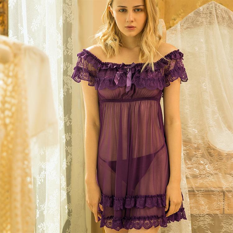 Комплект из 2 шт. в упаковке, одежда для сна, большие размеры, цветочное кружево, прозрачная прозрачная сетчатая сорочка, женское сексуальное нижнее белье, платье с сексуальными стрингами, комплект стрингов