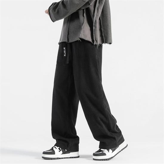 2024 Men Casual Pants Loose Corduroy Straight Pants Elastic Waist Sweatpants Fashion Streetwear Men Sports Jogger Trousers