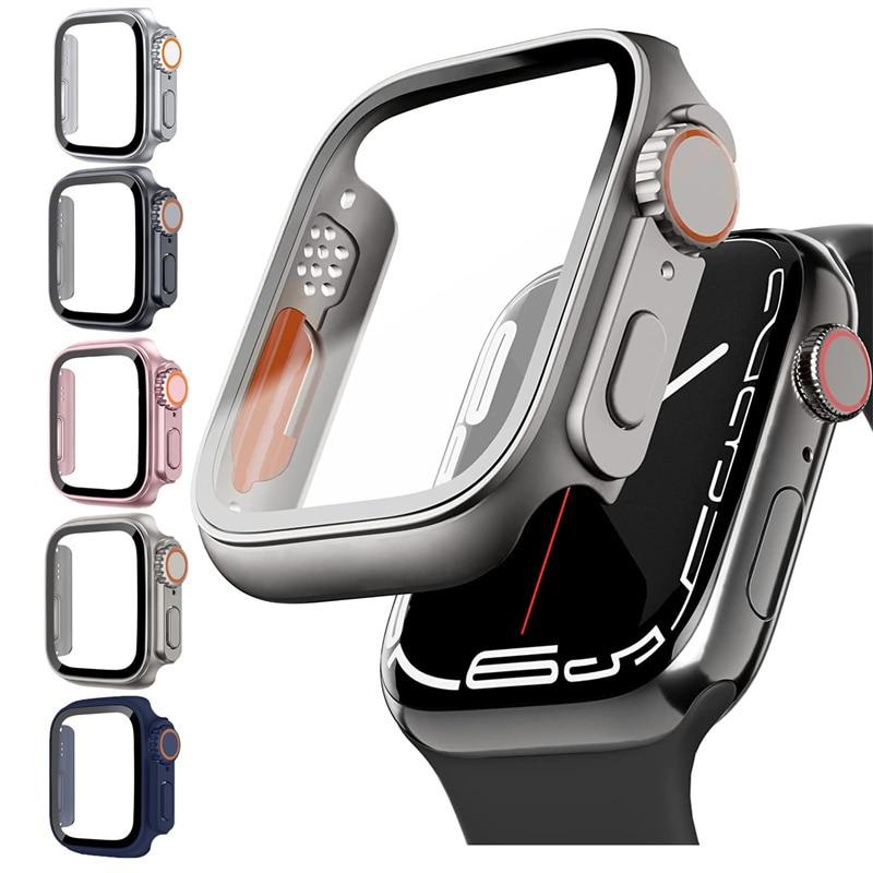 Tempered Glass Screen Protector For Apple Watch Case Series 9 8 7 6 5 4 3 Change To Ultra Iwatch Protective 45mm 44mm 41mm 40mm
