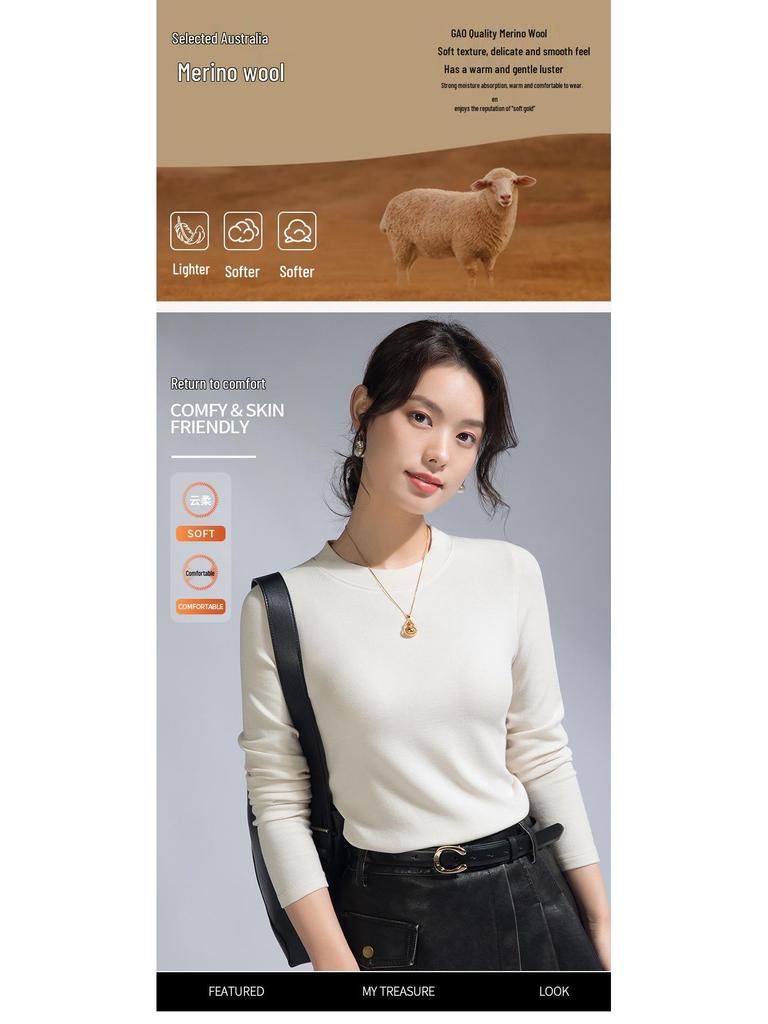 Женский летний базовый слой из мериносовой шерсти: Черная футболка с длинным рукавом, круглым вырезом, облегающего кроя (Коллекция 2025 г.)