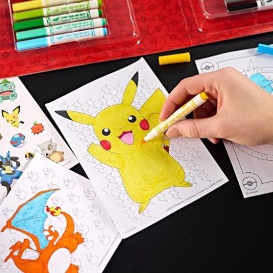 CRAYOLA - Color Sticker Case Pokémon Felt Pen Set Coloring Pages Stickers 45 Pieces Creative Gift Children Aged 5 Up 04-0785
