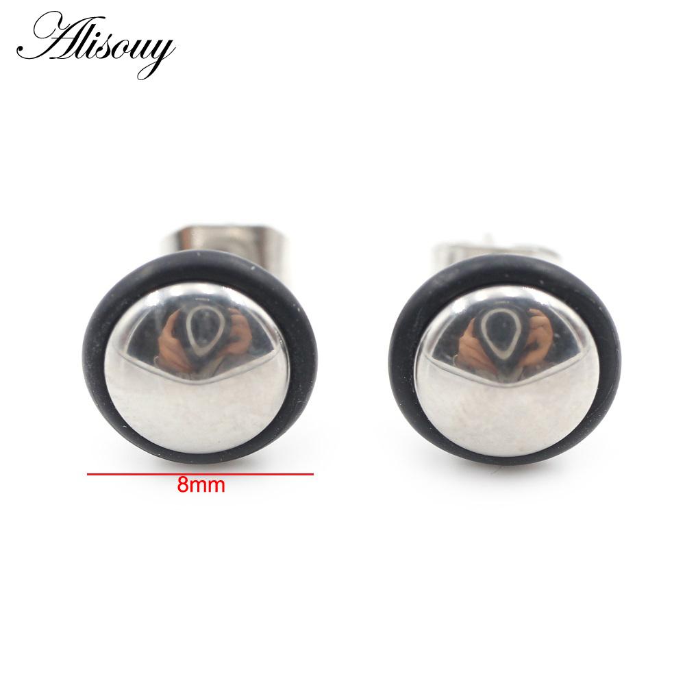 Alisouy 2 шт., нержавеющая сталь, крест, шестигранный конус, шип, квадратные, круглые, серьги-гвоздики, пирсинг козелка, поддельные, конусные, для мужчин и женщин