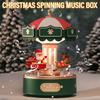 Santa Claus Music Box with Rotating Carousel LED Night Light, USB Powered Spinner,Valentine's Gift for Christmas Tree, Light Up Christmas Decorations