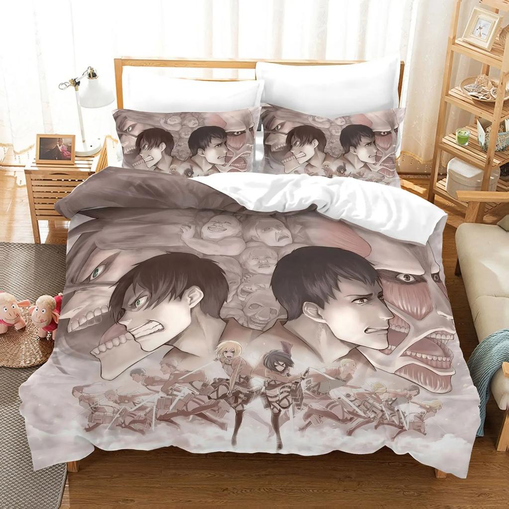 New Attack On Titan Bedding Set Single Twin Full Queen King Size Attack On Titan Bed Set Children Kid Bedroom Duvet Cover Sets