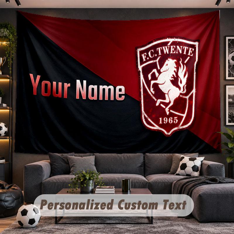 Wall Hanging Tapestry Custom NameFC Twente Pattern Personalized Printed Fabric Wall Decor