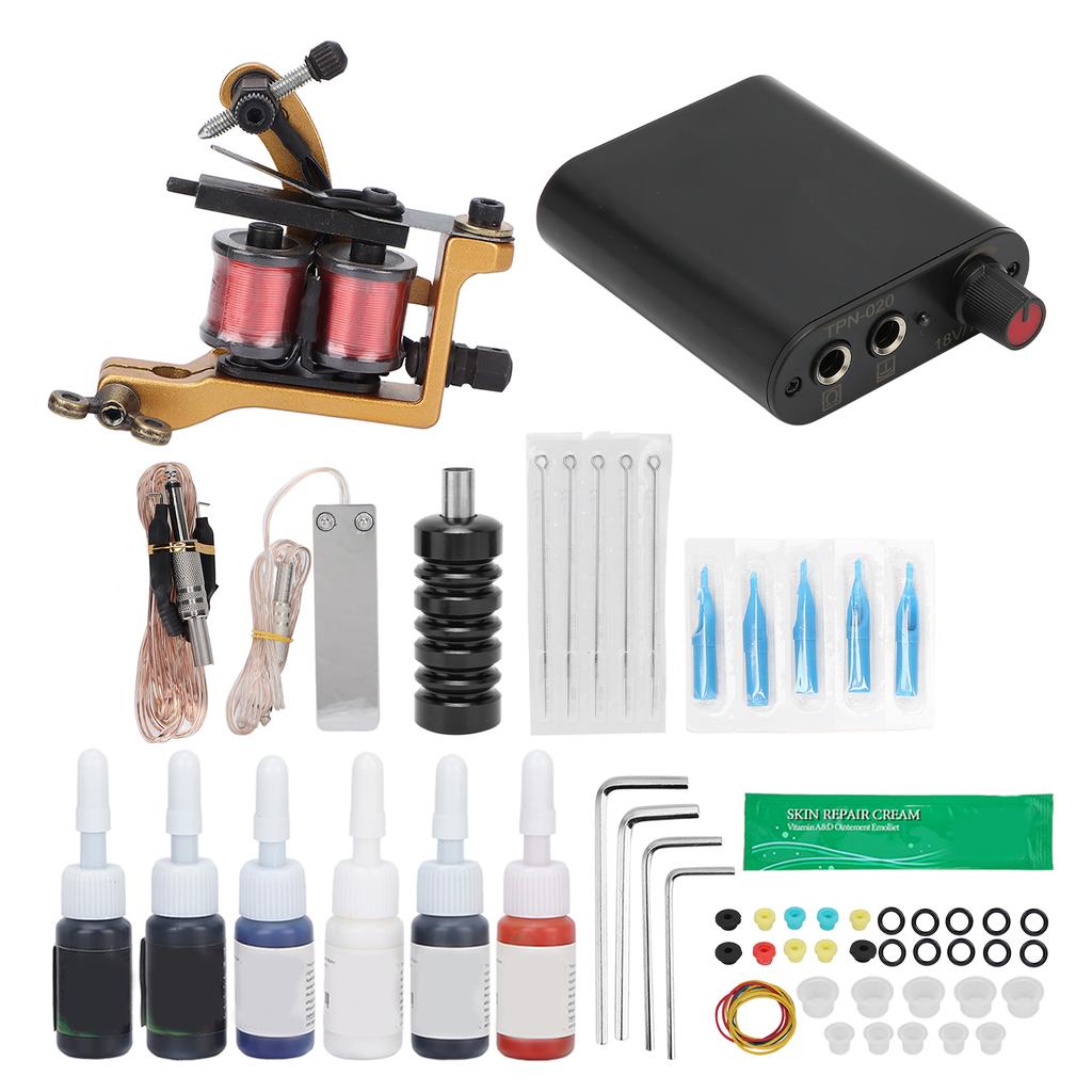 Complete Tattoo Kit Professional Tattoo Machine Gun Kit with 6 Ink Grommet Disposable Tattoo