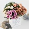 Romantic Rose Flower Bouquet Fake Silk Floral Decor For Wedding And Home